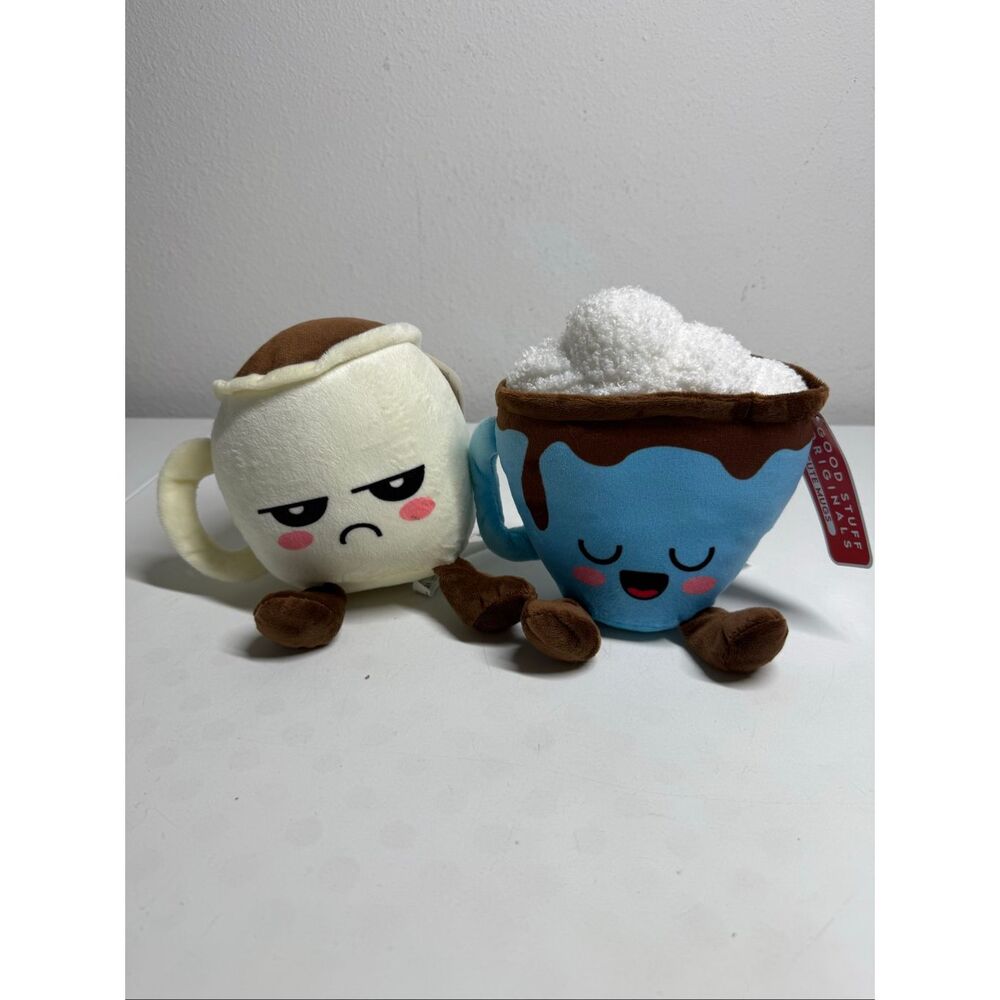 NWT Good Stuff Set of 2 Plushies Coffee Cacao Mugs 7” See Description